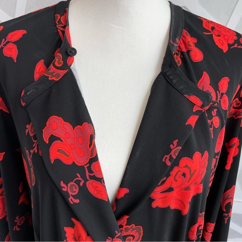 Tory Burch Floral Jersey Dress in Black Mountain Paisley sz L Large - Picture 15 of 16